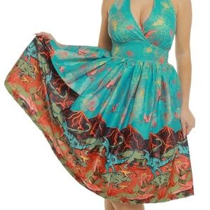 Lindy Bop Volcano Dinosaur Swing Dress